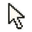 © RAZI - Mouse cursor arrow icon. Retro-style arrow cursor. a retro pixelated white cursor arrow pointer icon isolated on transparent background.