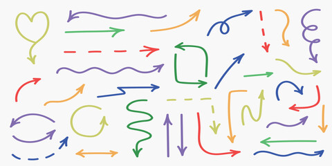Sketch arrows and frames. Hand drawn arrow, doodle divider and circle, oval and square frame vector set.