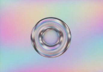 Iridescent donut shape on a dreamlike gradient background rendering