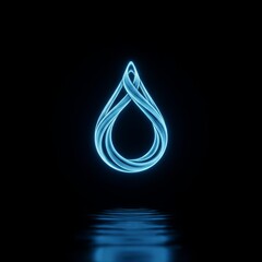 Wall Mural - Minimalist Glowing Water Droplet Icon Floating Above Calm Surface in Ultra HD with Upscale 4x Resolution for Modern Design Applications