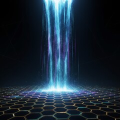 Wall Mural - Abstract Glowing Waterfall Flowing Energy in an Upscale Setting Creating a Stunning Visual Experience for Art and Design Projects