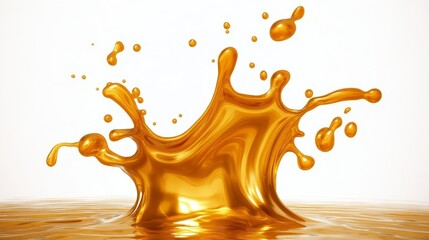 Canvas Print - dynamic and abstract splash of golden liquid with smooth texture, creative art element on white