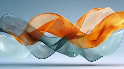 Canvas Print - dynamic flowing abstract wave forms in calming blue and copper color tones for artistic serenity