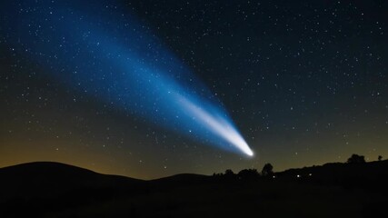 Wall Mural - A tranquil nighttime shot capturing Comet Hale-Bopp in the vast expanse of a starry sky.