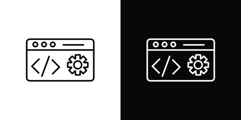 Web development icon pictogram on White Background Editable Stroke.