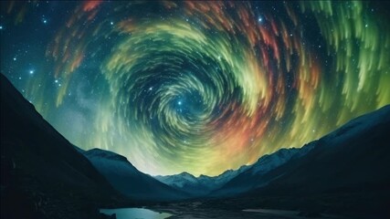 Mesmerizing aurora display in a mountainous region at twilight.