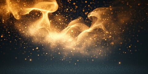 Canvas Print - golden smoke effects with dynamic illumination on a dark background for abstract texture designs