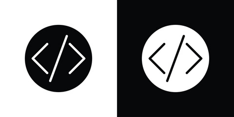 Code icon silhouette vector illustration isolated flat style