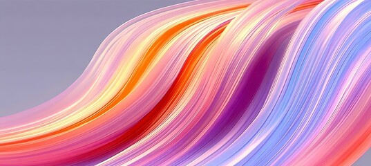Canvas Print - vibrant abstract gradient background with flowing waves in neon peach and lavender tones
