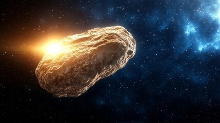 Wall Mural - the dark wanderer an asteroid drifting calmly amidst the sparkling wonders of distant stars