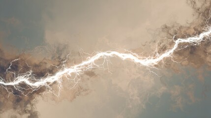 Canvas Print - Powerful lightning bolt streaks across dramatic stormy sky