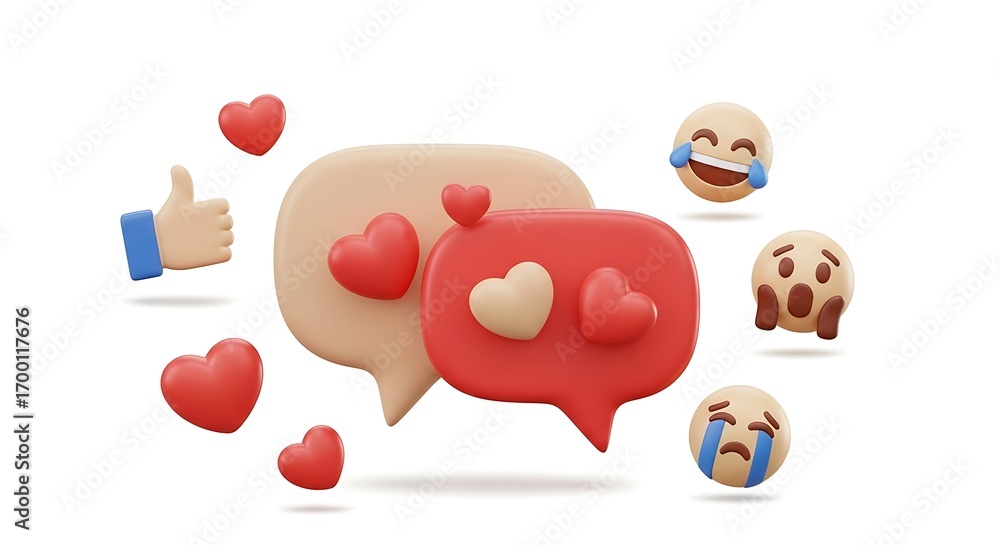 Social Media Love Reaction Emojis and Hearts. Stock Photo | Adobe Stock