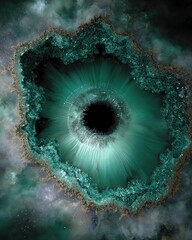 Wall Mural - Abstract Teal And Gold Cosmic Eye