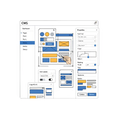 Cms Software Interface Wireframe Illustration