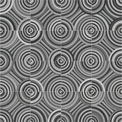 Wall Mural - Geometric concentric circles pattern with grayscale color palette and modern design, patern seamless, Stock royalty image.