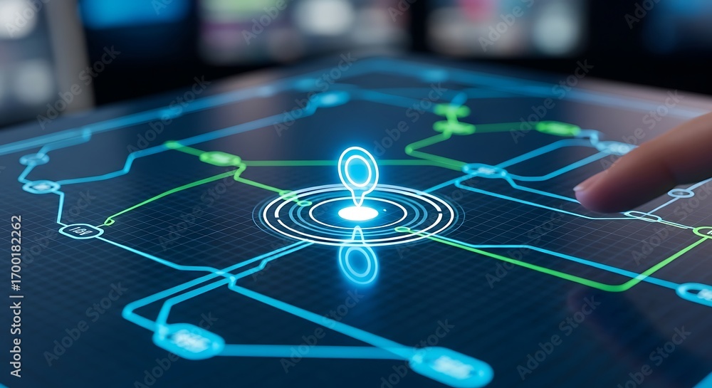 Digital navigation panel with pinpoint location and interactive ...