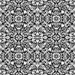 Wall Mural - Intricate black and white floral damask pattern for classic and elegant designs, seamless pattern, royalty stock.