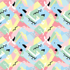 Wall Mural - Memphis Style Seamless Pattern with Geometric Shapes and Abstract Elements Design, seamless pattern, Stock royalty free image.