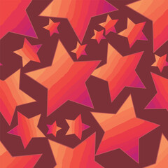 Wall Mural - Retro star pattern with layered color effect on a dark background design, seamless pattern, royalty free stock.