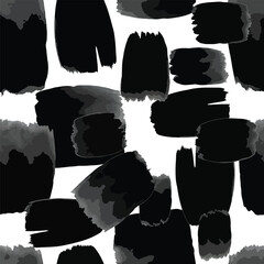 Wall Mural - Seamless pattern of abstract black brush strokes on a white background, patern seamless, royalty stock.