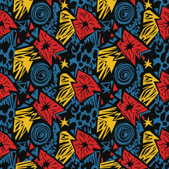 Wall Mural - Vibrant abstract pattern featuring bold geometric shapes and dynamic textures, patern seamless, Stock royalty.