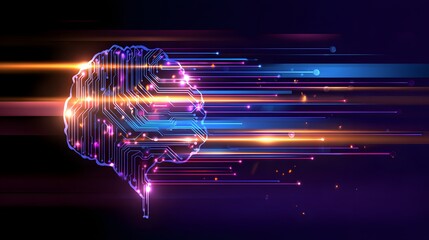 Abstract Artificial intelligence concept. Circuit board with a human brain. 