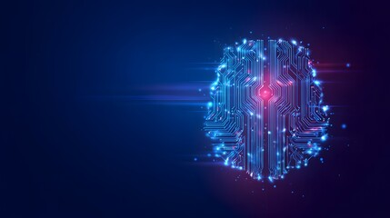 Abstract Artificial intelligence concept. Circuit board with a human brain. 