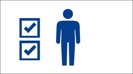 Blue Person with Checkboxes Icon for Task and Completion Themes