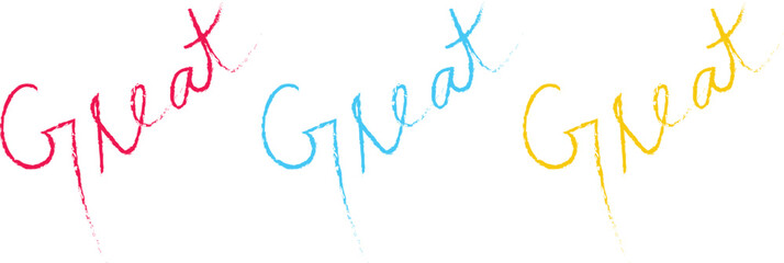 Handwritten 'Great' Word Vector Illustration with Rough Texture for Social Media and Websites