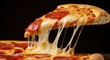 © twilight mist - A close-up view of a delectable pizza slice, showcasing melted cheese that is being pulled away from the rest of the pizza.
