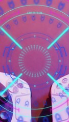 Wall Mural - Animation of scope and data processing over video game pads