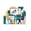© prastika - Flat Vector Illustration of Business Activities — Teamwork, Office Work, and Corporate People