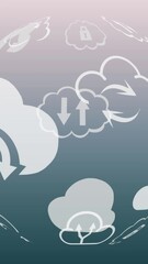 Wall Mural - animation of globe with cloud computing icons on blue background