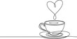 © Mehedy - Black line drawing of coffee cup with heart steam saucer