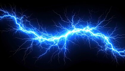 Electric blue lightning bolt flashes across dark background, showcasing a powerful display of energy