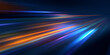 © GaMe - Abstract speed motion with glowing blue and orange light streaks on dark background