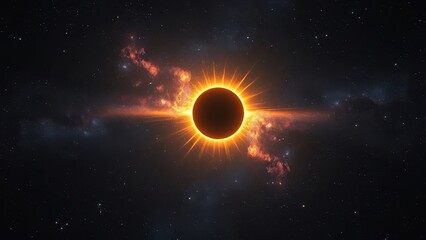 Wall Mural - An illustration of a solar eclipse in space with beautiful colors. 