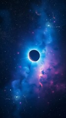 Wall Mural - An illustration of a solar eclipse in space with beautiful colors. 