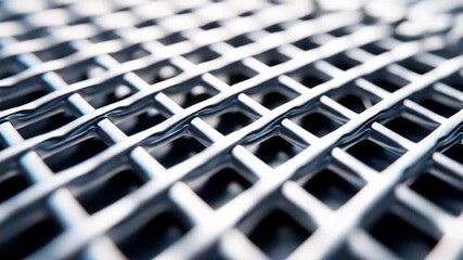 Close-up of a textured metal grid with an interesting pattern.
