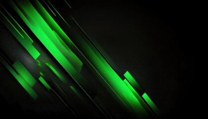 Wall Mural - glowing green abstract digital lines on black background with sleek geometric shapes perfect for mod