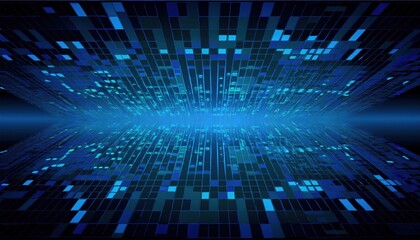 Wall Mural - blue digital matrix futuristic grid with glowing squares abstract technology wallpaper for web desig