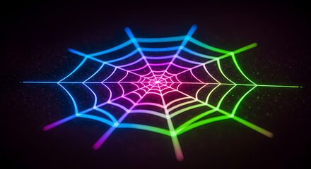 abstract glowing spider web neon background