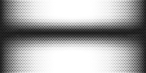 Wall Mural - horizontal black halftone of hexagon design for pattern and background. Eps10. Vector Ilustration