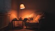 © Rahmat - Cozy armchair illuminated by warm lamplight in a quiet evening room.