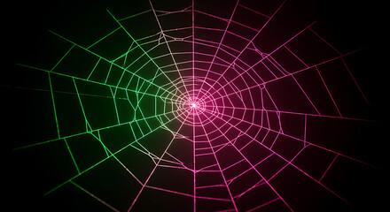 Creepy spider web pattern with glowing neon effect