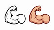 © Nuralam - Bicep muscle flexing vector graphics strength fitness icon illustration scalable white background