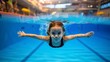 © BG_Illustrations - Child swimming pool underwater goggles playful summer vacation fun