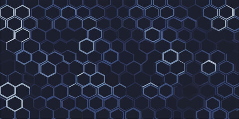 Blue geometric hexagonal honeycomb pattern vector illustration with bubbles, a seamless digital texture for a futuristic science and technology background