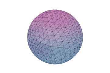 Wall Mural - Low-poly sphere with a gradient of pink and blue hues, isolated on a transparent background. background removed