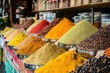 © ABM - Variety of spices are displayed in a market